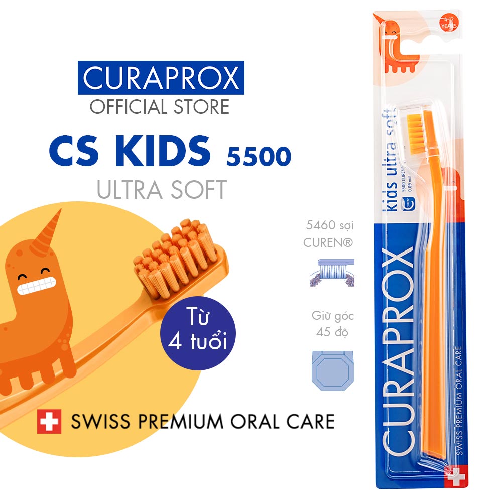 Bàn chải răng trẻ em Curaprox CS Kids 5500 Ultra Soft – Cam
