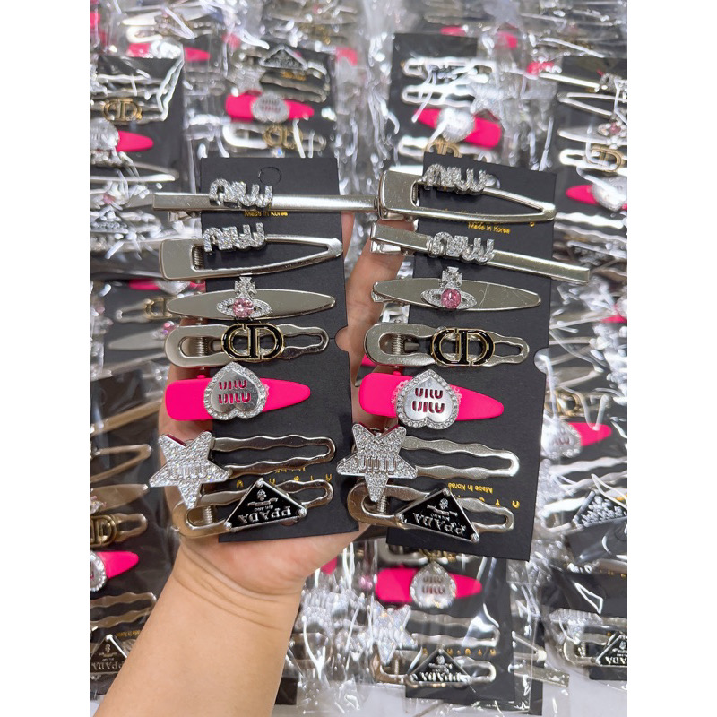 Set 7 kẹp tóc kim loại đính đá cao cấp