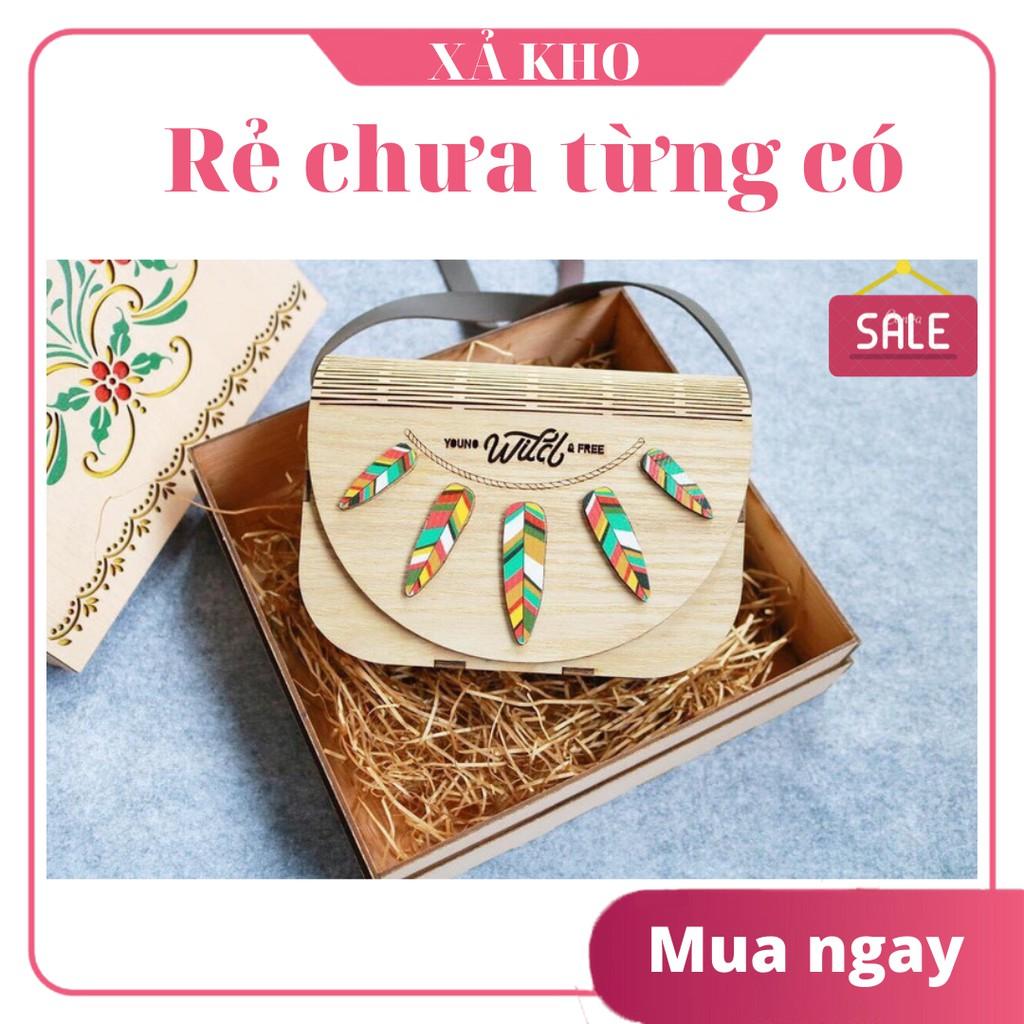 Túi gỗ handmade Made in Vietnam, vintage, sành điệu, độc lạ cá tính