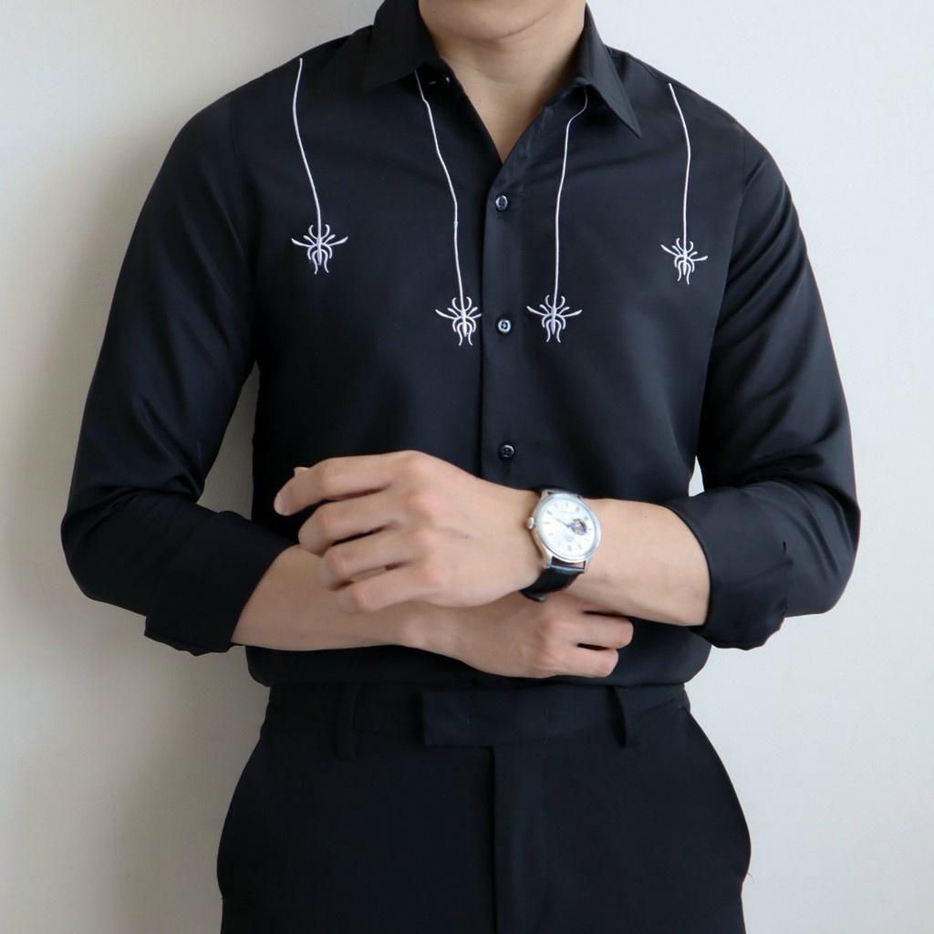 Áo sơ mi in thêu dài tay nam cực đẹp phong cách hàn quốc cho các bạn trẻ KB FASHION