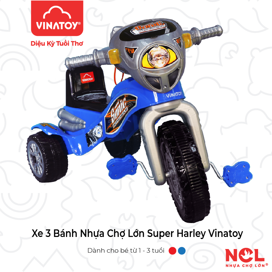 Xe 3 Bánh Nhựa Chợ Lớn Super Harley (Không Nhạc) - M1787A-X3B