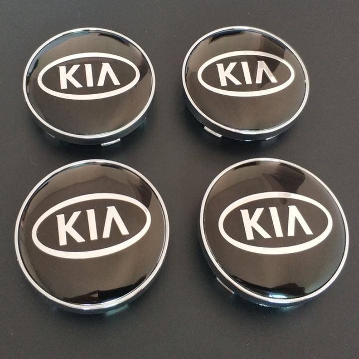 01 Logo chụp mâm, ốp lazang vành bánh xe ô tô KIA Đường kính 60mm Nhựa ABS - 2 màu: Đen và Bạc