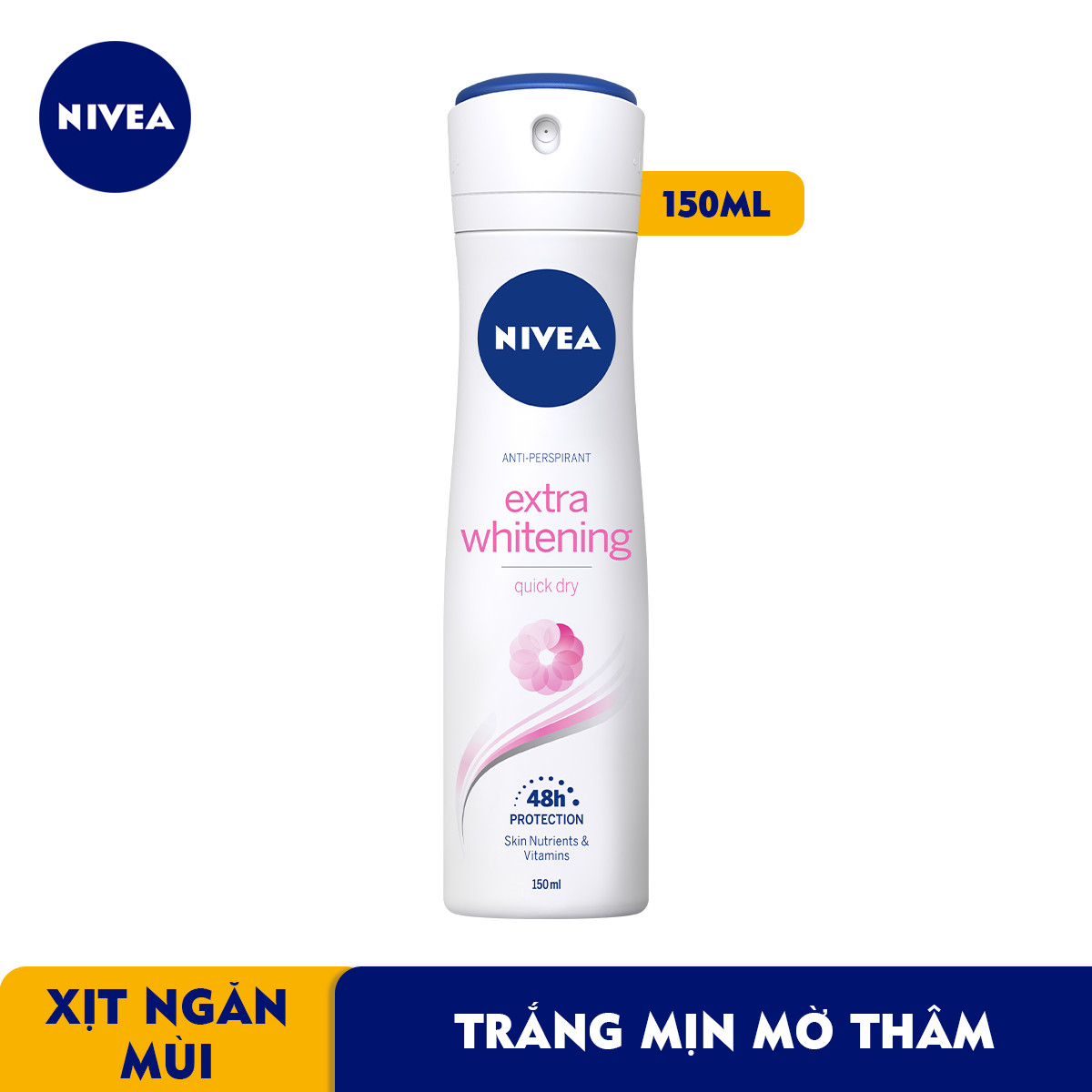 Xịt Ngăn Mùi NIVEA Extra Whitening Trắng Mịn Mờ Vết Thâm (150ml) - 82967