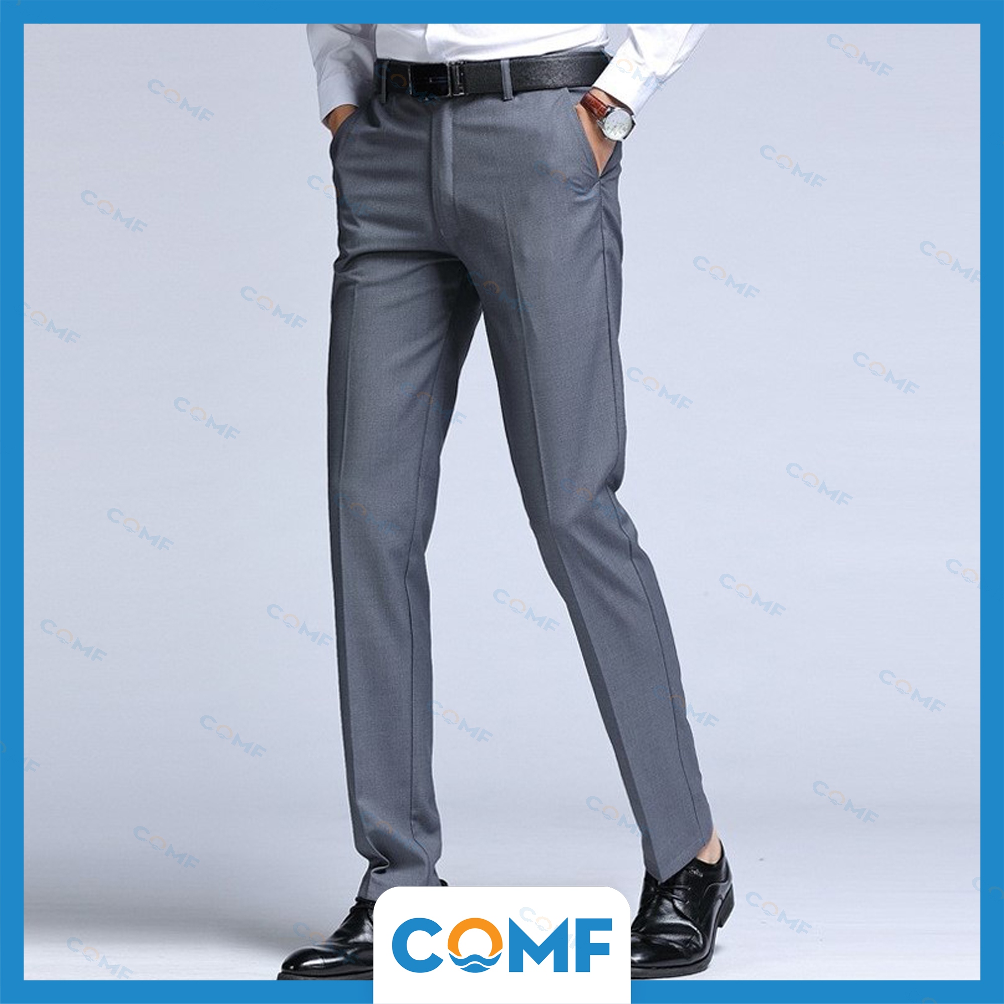 Quần tây Nam COMF mùa hè phong cách Hàn Quốc, kiểu dáng slim fit, màu đen