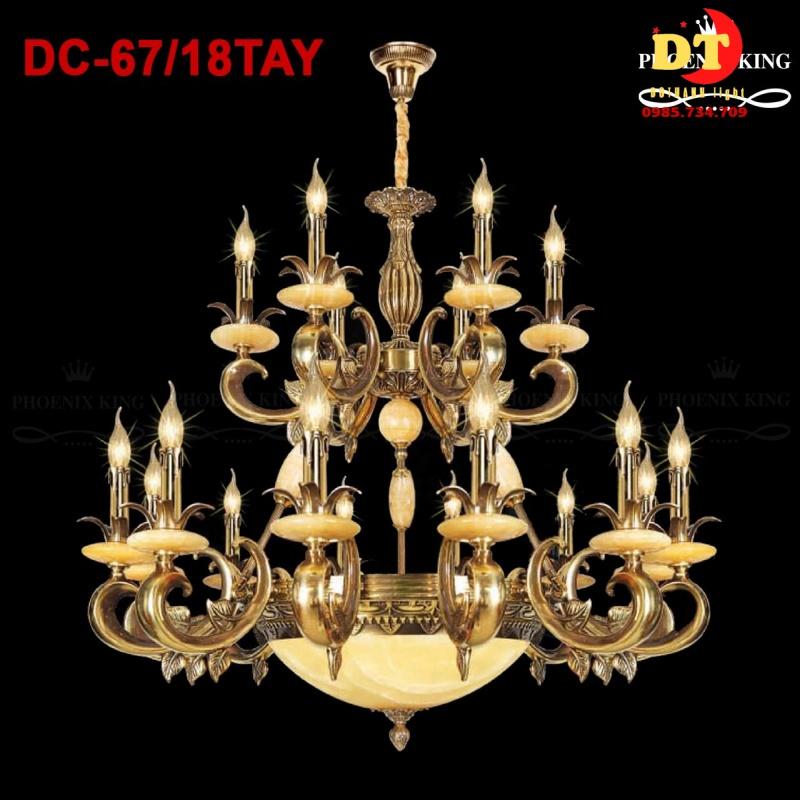 Đèn chùm đồng đá DOTHANH LIGHT 67, 18 tay 2 tầng cao cấp phong cách tân cổ điển hiện đại DCN
