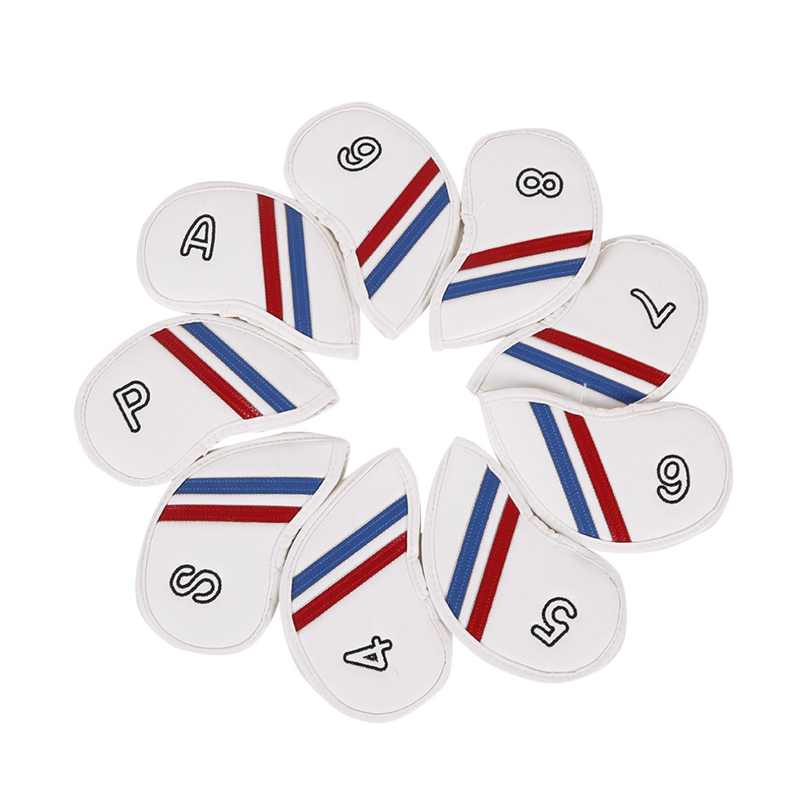 9 Pieces Golf Iron Head Covers Waterproof 4,5,6,7,8,9,A,P,S Golf Club Covers