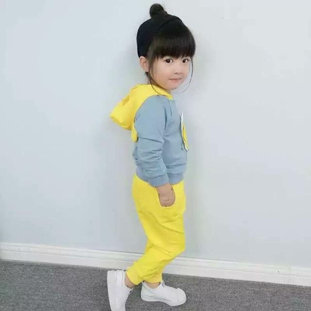 Bộ thu đông nón in hình chanh vàng siêu cute Bo060