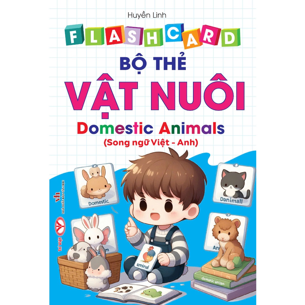 Bộ Thẻ Học Thông Minh Cho Bé - Flashcard Song Ngữ Việt - Anh - Bộ thẻ Vật nuôi - Domestic Animals - Khổ 10x15cm - Trí Vi
