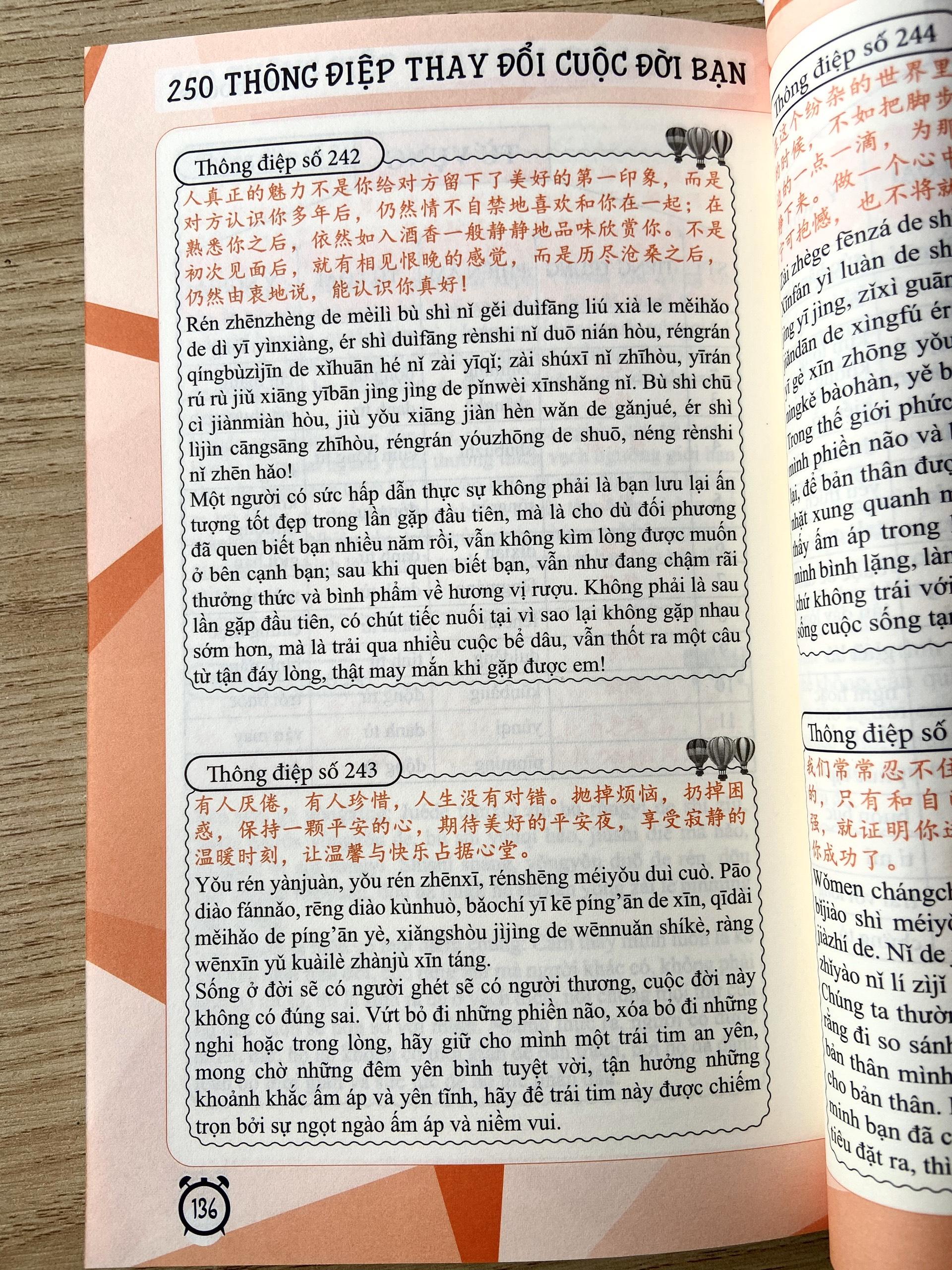 250 Thông Điệp Thay Đổi Cuộc Đời Bạn - Song Ngữ Trung Việt
