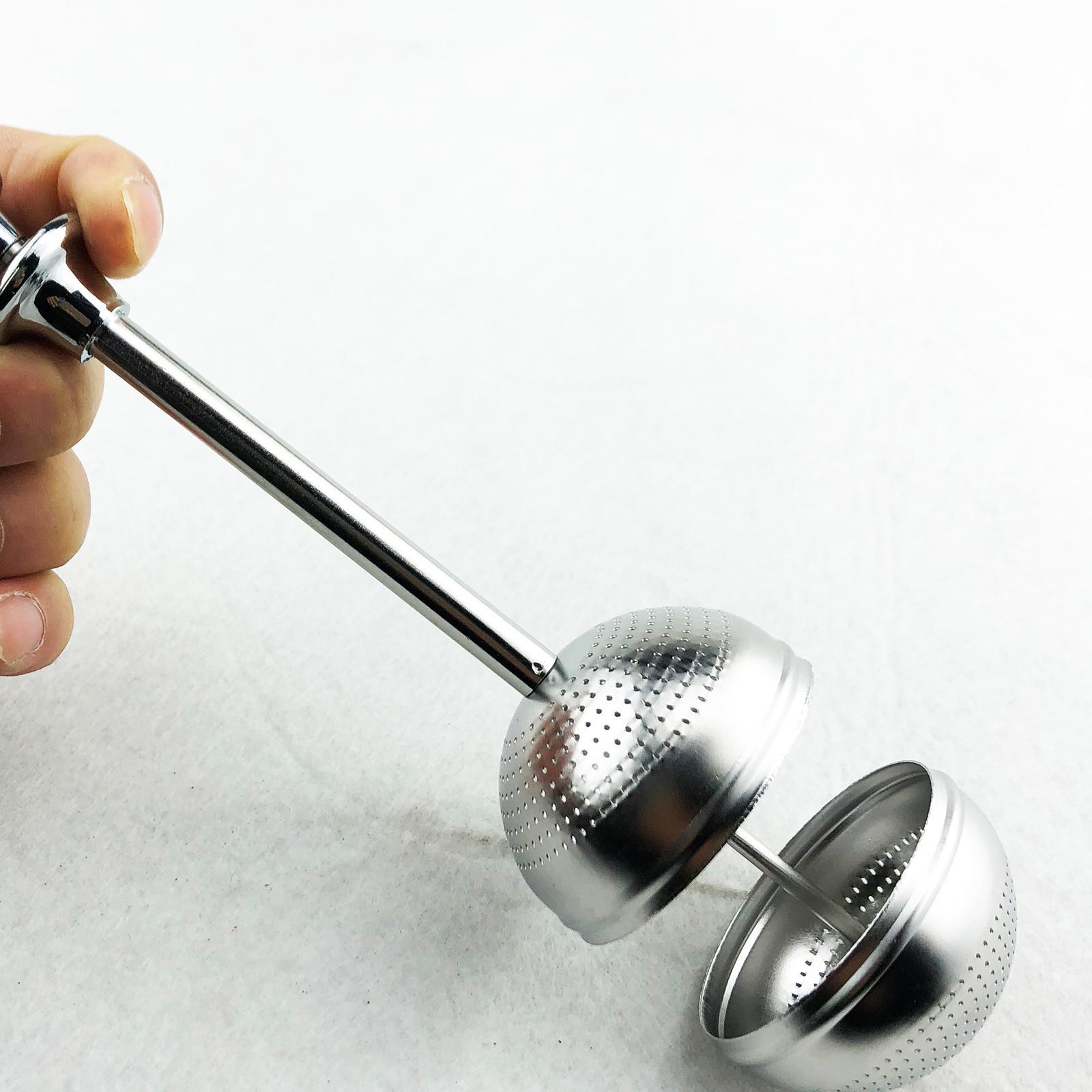 Metal Tea Bag Filter Ball Diffuser with Long Handle Push Rod for Teapot