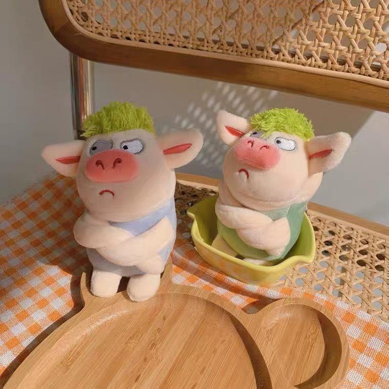 Móc khóa hình chú heo giận dữ nhồi bông dễ thương móc khóa cặp túi xách 10cm