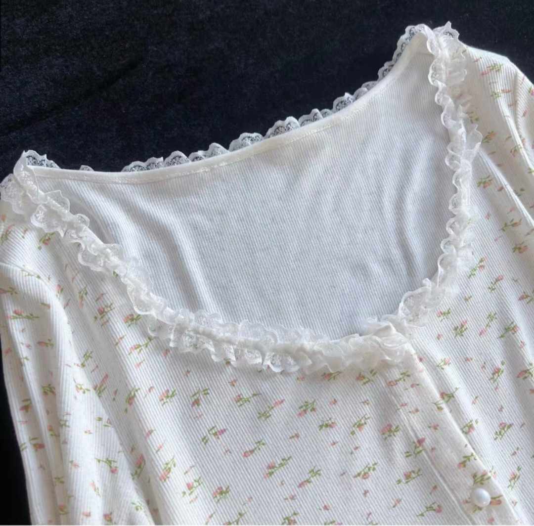 Bộ đồ ngủ thun cotton hoạ tiết hoa nhí hàng QCCC size M