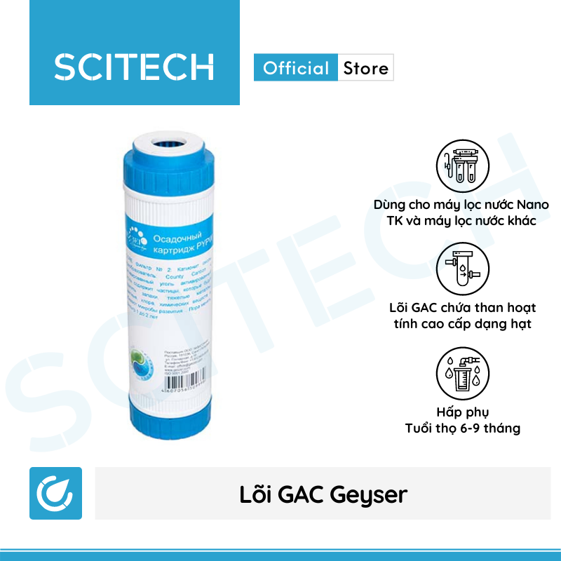 Bộ lõi số 1,2 máy lọc nước Nano Geyser TK (Lõi CTO/Cation-GAC) - Hàng chính hãng