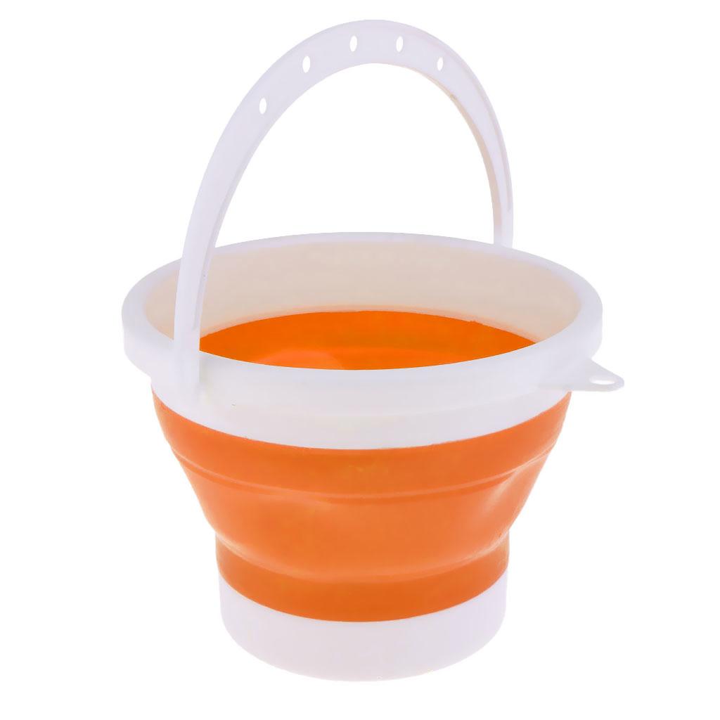 Folding Collapsible Silicone Water Bucket Outdoor Basin S Orange