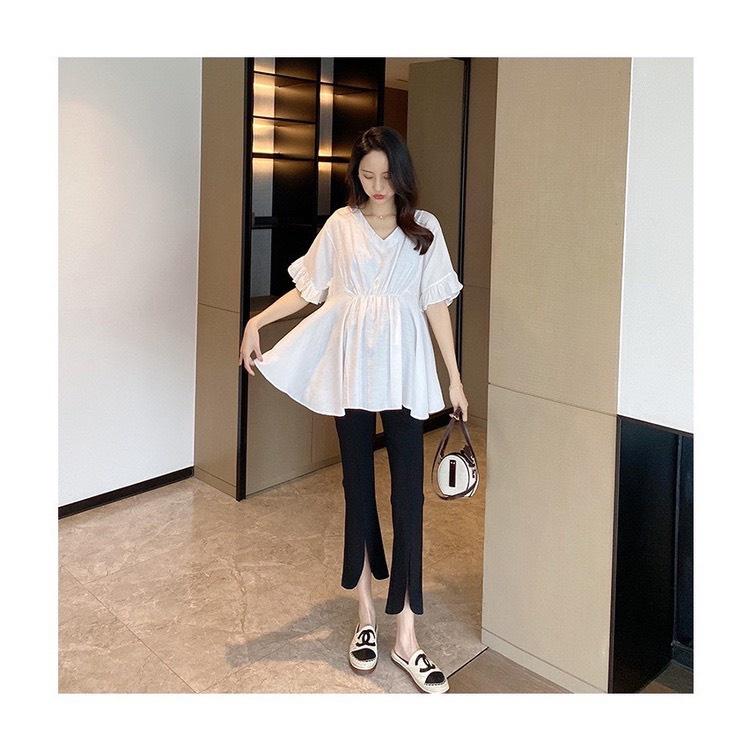 Quần bầu công sở ống loe xẻ gấu chất Umi co dãn 4 chiều