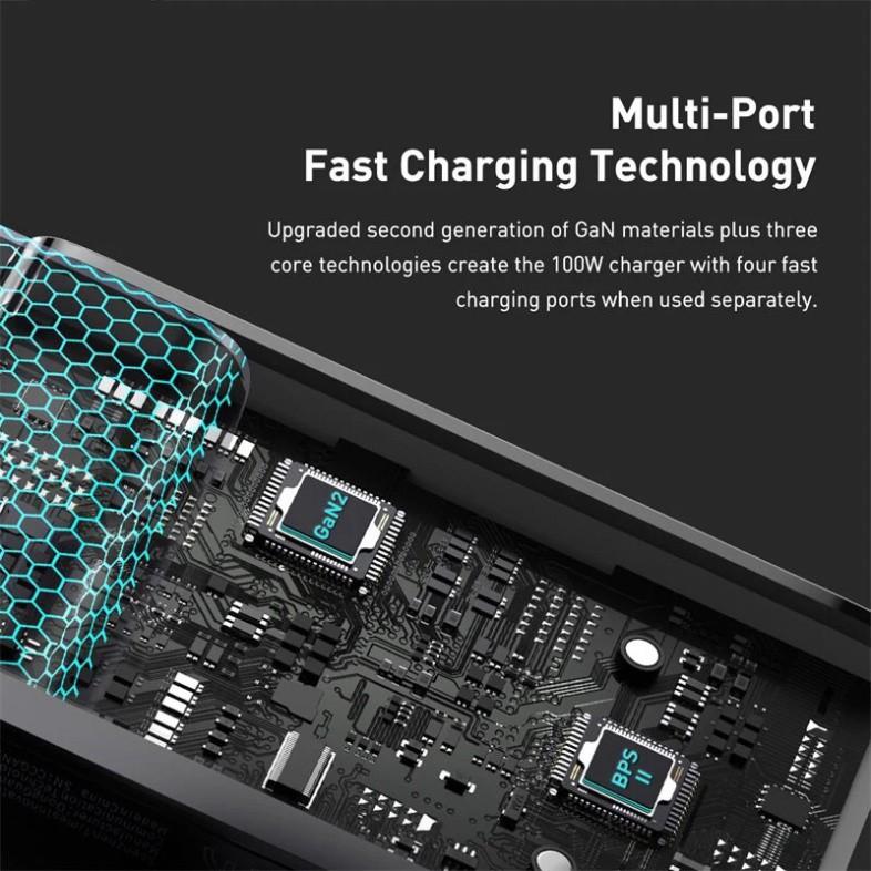 Bộ sạc nhanh Baseus GaN2 Pro Quick Charger 4 Ports 100W - Hàng Chính Hãng