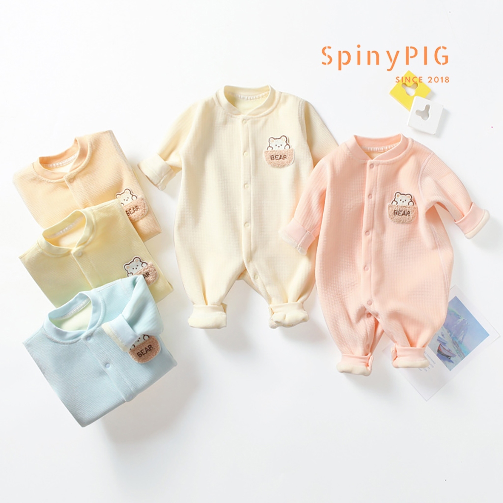 Bộ body cho bé sơ sinh 0-2 tuổi chất nỉ nhung mềm mịn dài tay dày ấm cho bé trai bé gái mùa đông