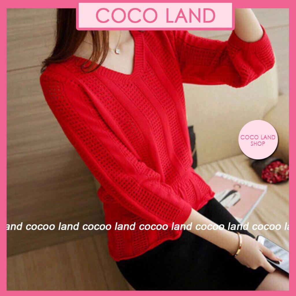 áo len dài tay lỗ peplum nhiều màu cá tính coco land ulzzang