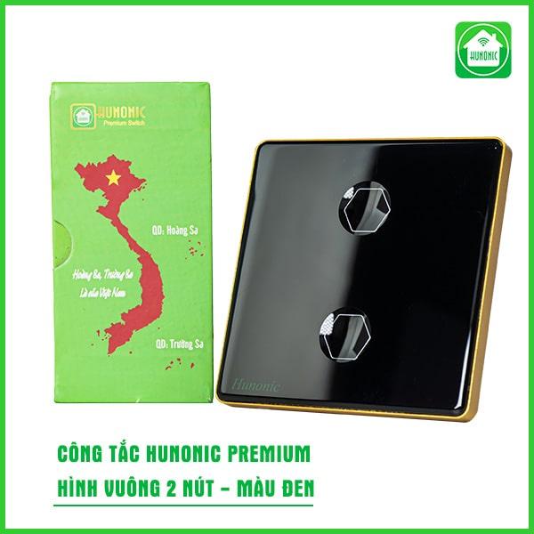 Công Tắc Cảm Ứng Hunonic Premium Hình Vuông Viền Vàng, Công Tắc Thông Minh Wifi Điều Khiển Từ Xa Bằng Điện Thoại