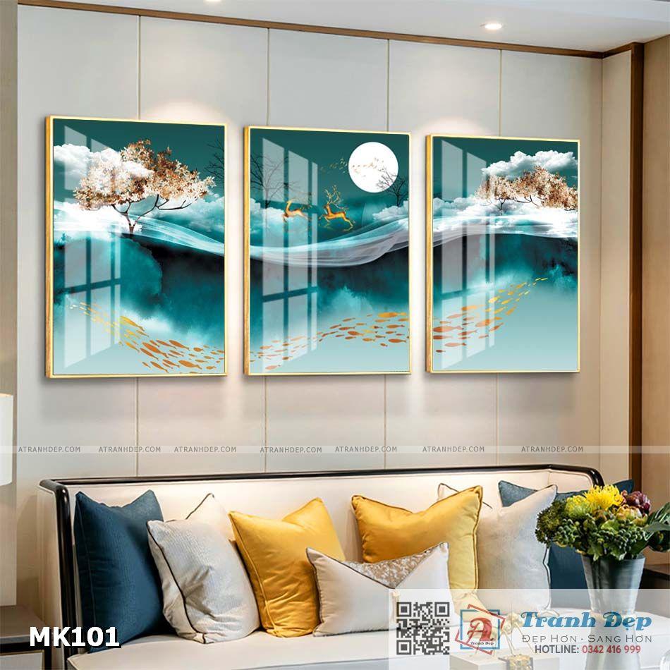 Bộ 3 tranh mica cao cấp Hươu nghệ thuật - MK101
