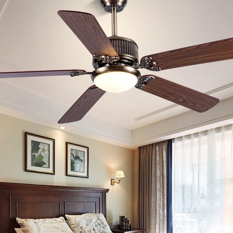 Quạt Trần Đèn Nhập Khẩu Cánh Gỗ, Quạt Trần Điều Khiển Từ Xa,Đông Cơ AC,Trang Trí Phòng Khách