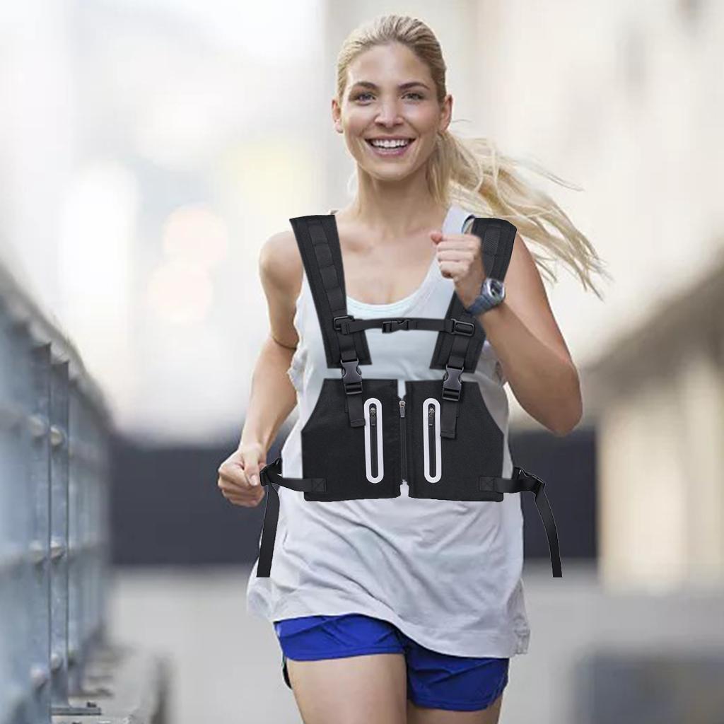 Reflective Vest Lightweight with Zipper for Running   black