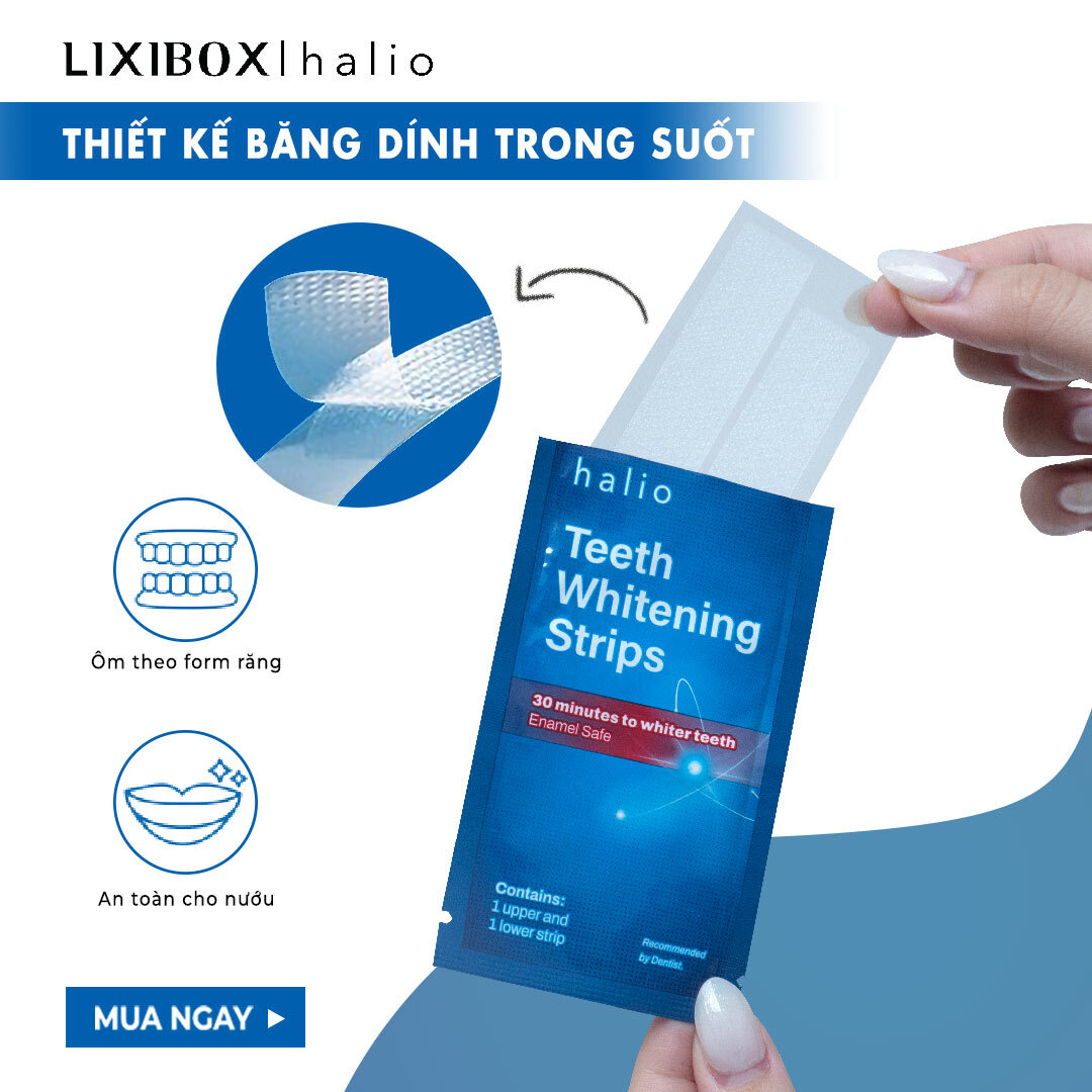 Set 7 Miếng Dán Trắng Răng Halio Teeth Whitening Strip Giảm Ê Buốt - Liệu Trình 7 Ngày