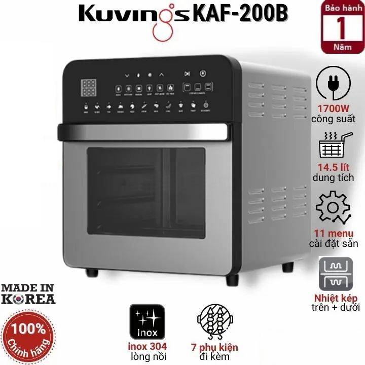 Nồi chiên không dầu Hàn Quốc Kuvings KAF-200B - 14.5 lít - 11 menu - Hàng chính hãng