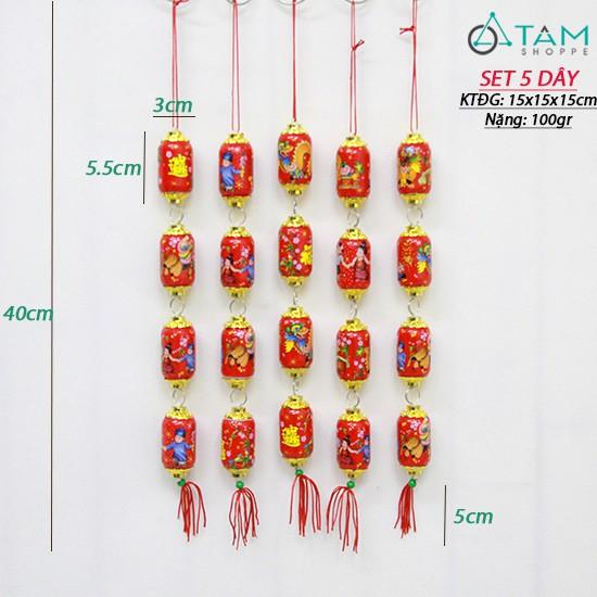 Set 5 dây 4 lồng đèn dài họa tiết treo cây mai đào T-PKTMD-65