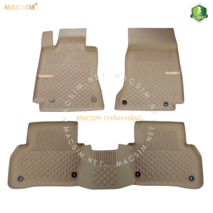 Thảm lót sàn ô tô nhựa TPE Silicon Mercedes C Series W205 2014-2020 Beige Nhãn hiệu Macsim