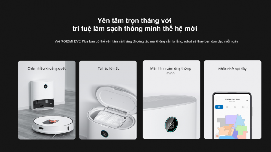 Robot Hút Bụi Lau Nhà XIAOMI Roidmi Lydsto R3 Siêu Mỏng Chỉ 7 Cm, Đổ Rác Tự Động, Khử Trùng Ozon Diệt Khuẩn, Thời Gian Làm Việc 150 Phút, Diện Tích Hoạt Động 250m2 Công Suất 50W Áp Suất 3,000 Pa - Hàng Chính Hãng