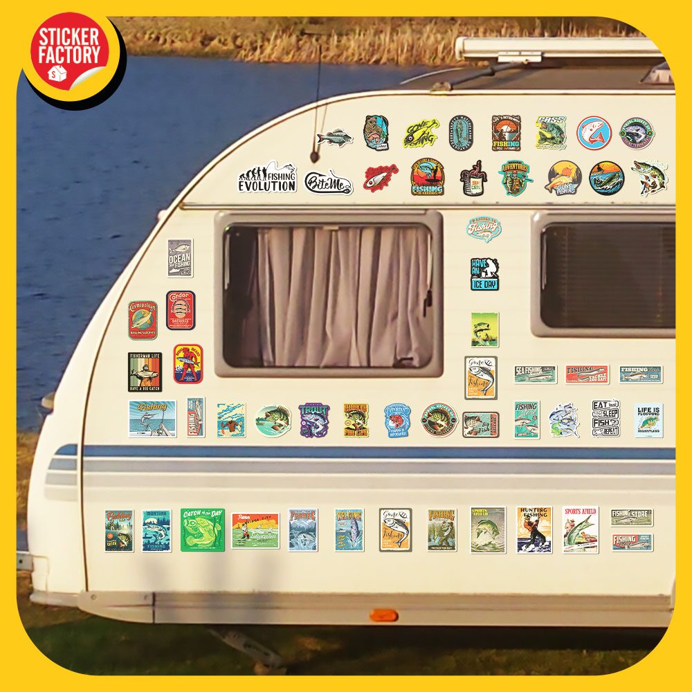 Fishing - Set 100 sticker decal hình dán dễ thương - STICKER FACTORY