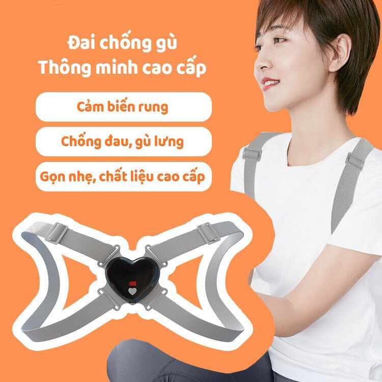 Đai Chống Gù Điện Tử Thông Minh Cao Cấp Báo Rung Đếm Số Cho Trẻ Em Giữ Đúng Tư Thê Công Nghệ Nhật Bản
