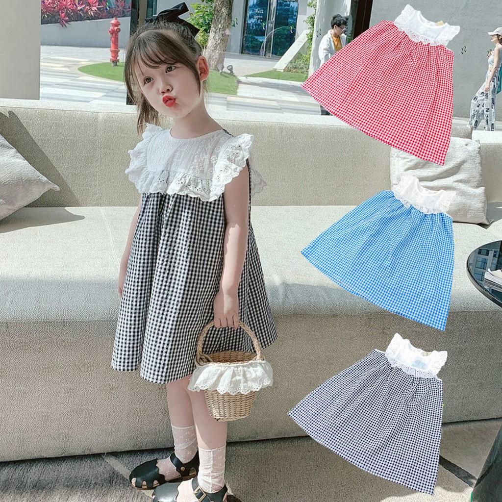 Váy cho bé gái kẻ phối ren siêu xinh, phong cách hàn quốc, MAMI KID