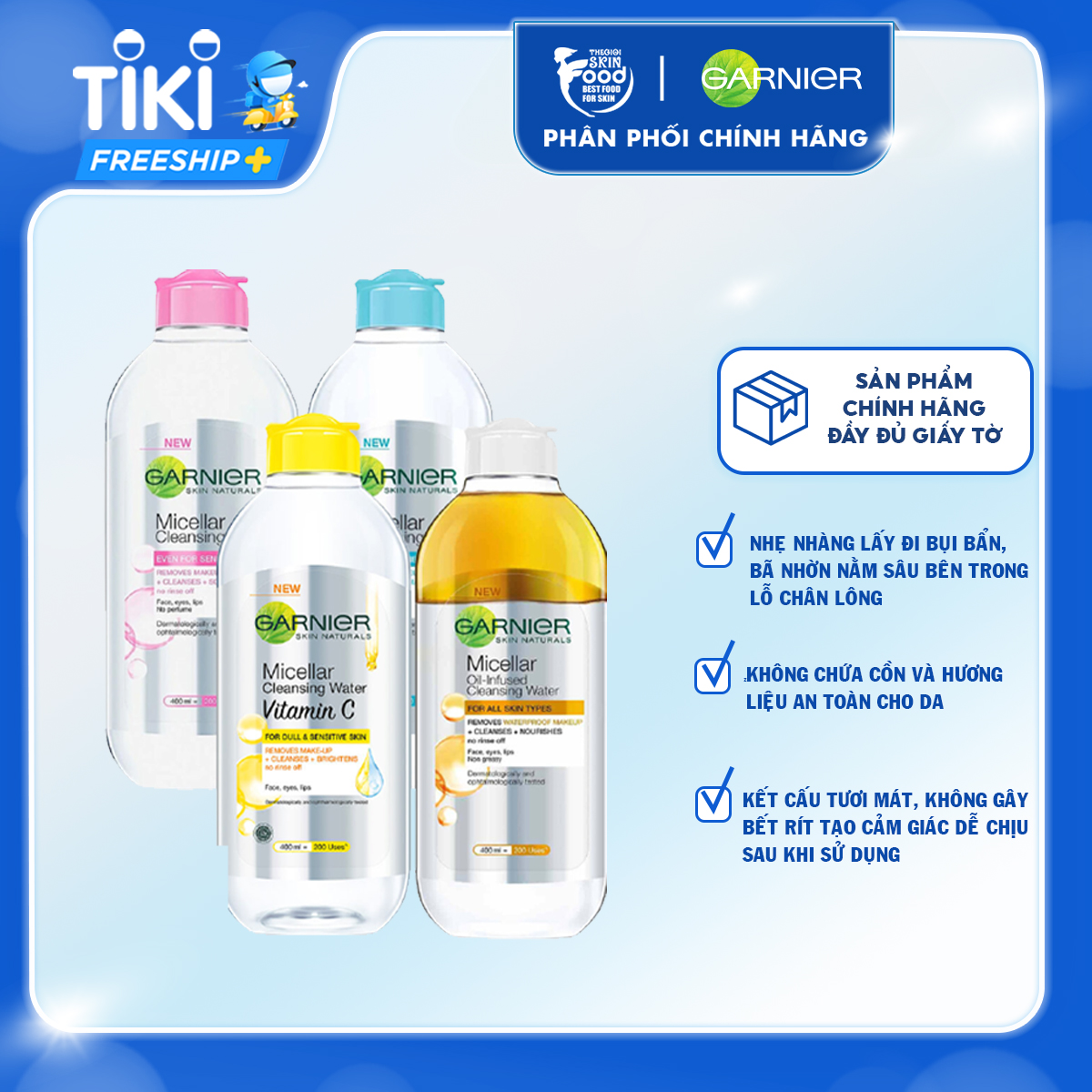 Nước Tẩy Trang làm Sạch Sâu Garnier Micellar Cleansing Water