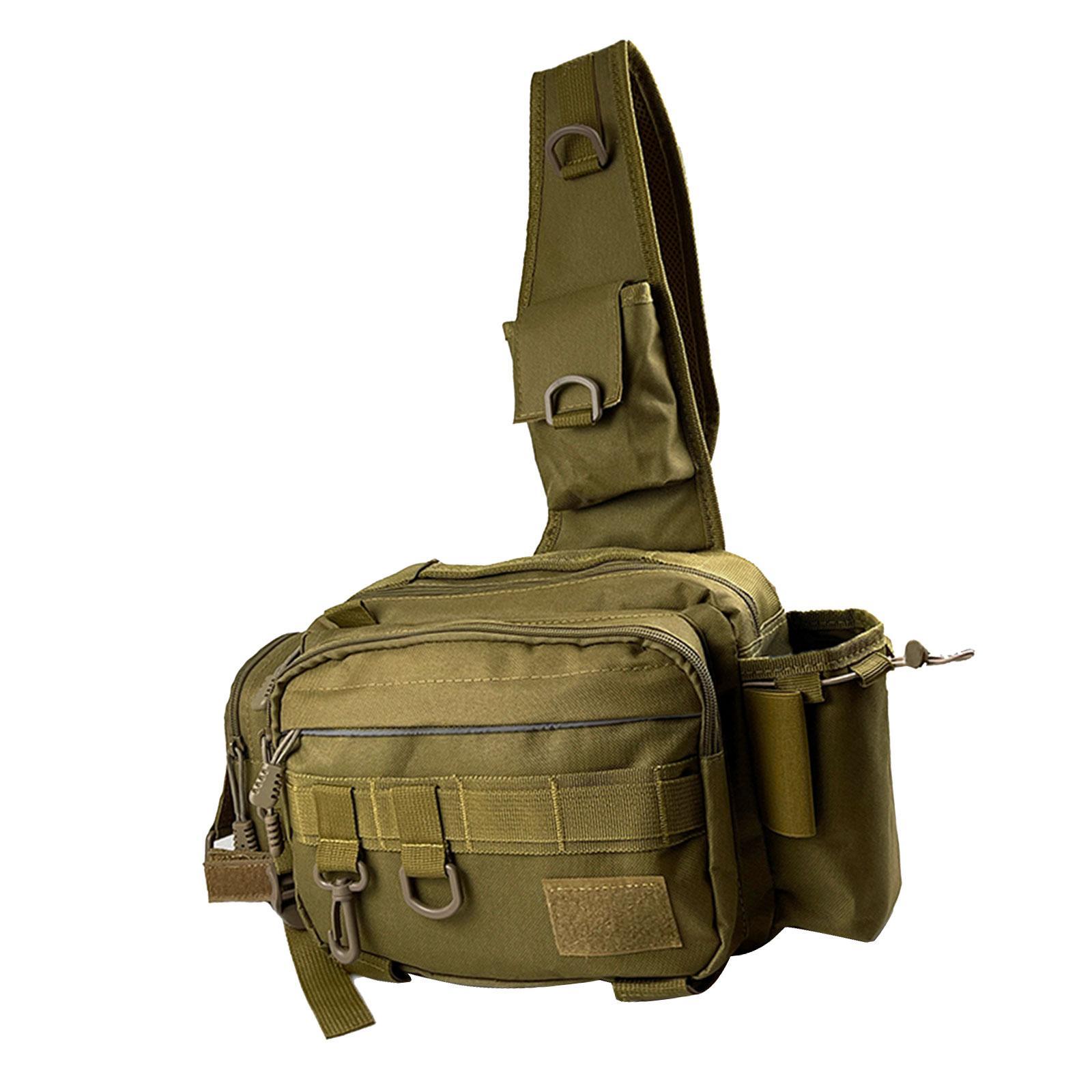 Fishing Tackle Storage Bag, Multifunctional Fishing Bag Rod Holder, Durable Shoulder Bag Waist Pack, Chest Pack for Fishing, Outdoor, Camping Men