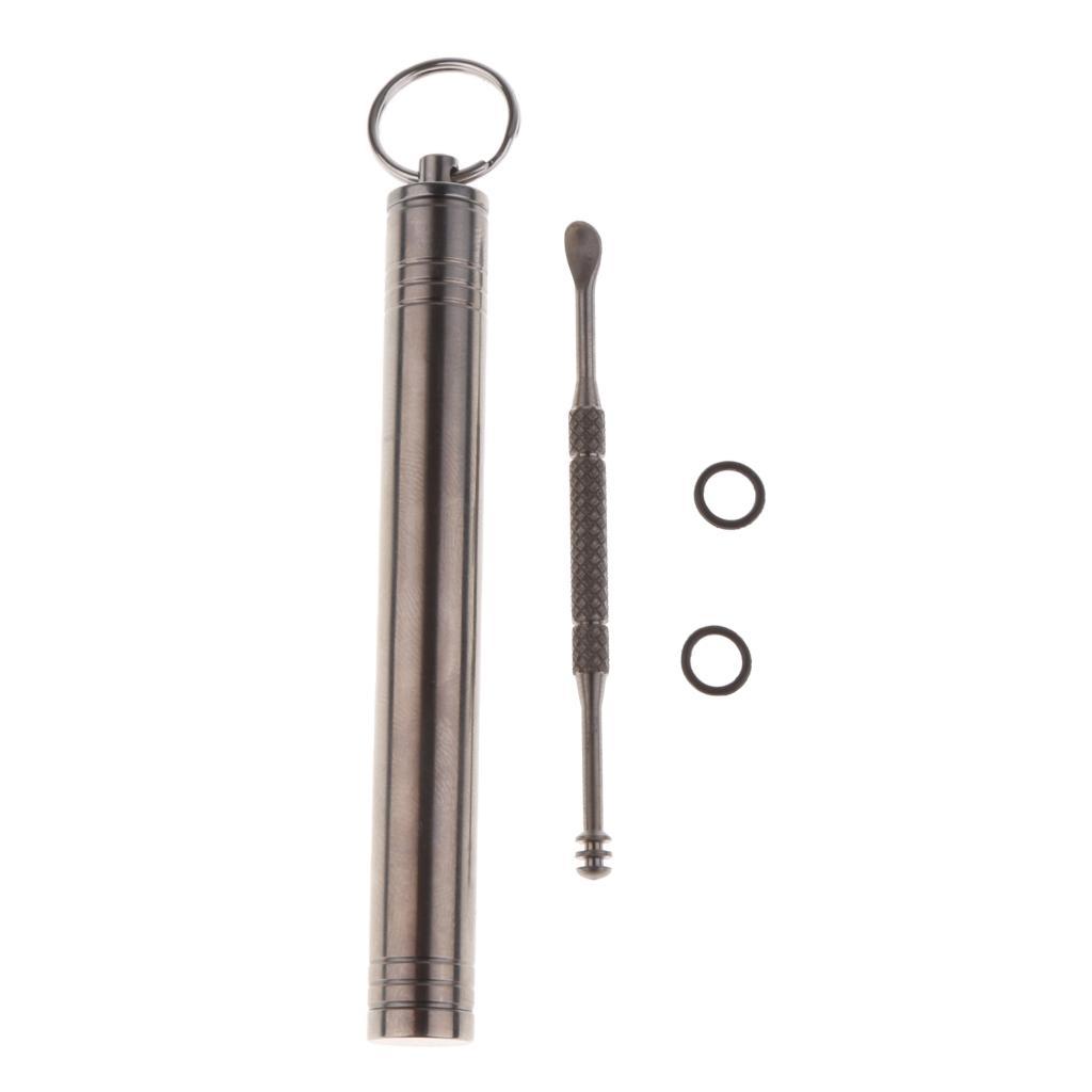 Pocket Titanium Alloy Camping Toothpick Box Ear Pick Holder with Ear Pick for Outdoor Activities