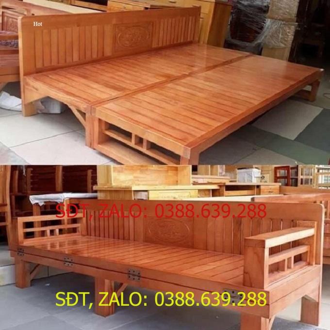 ghế gấp thành giường 1m6 x 2m gỗ xoan đào