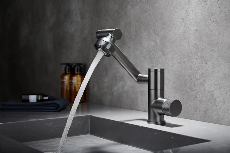 Vòi lavabo nóng lạnh đồng mạ PVD cao cấp xoay 720độ