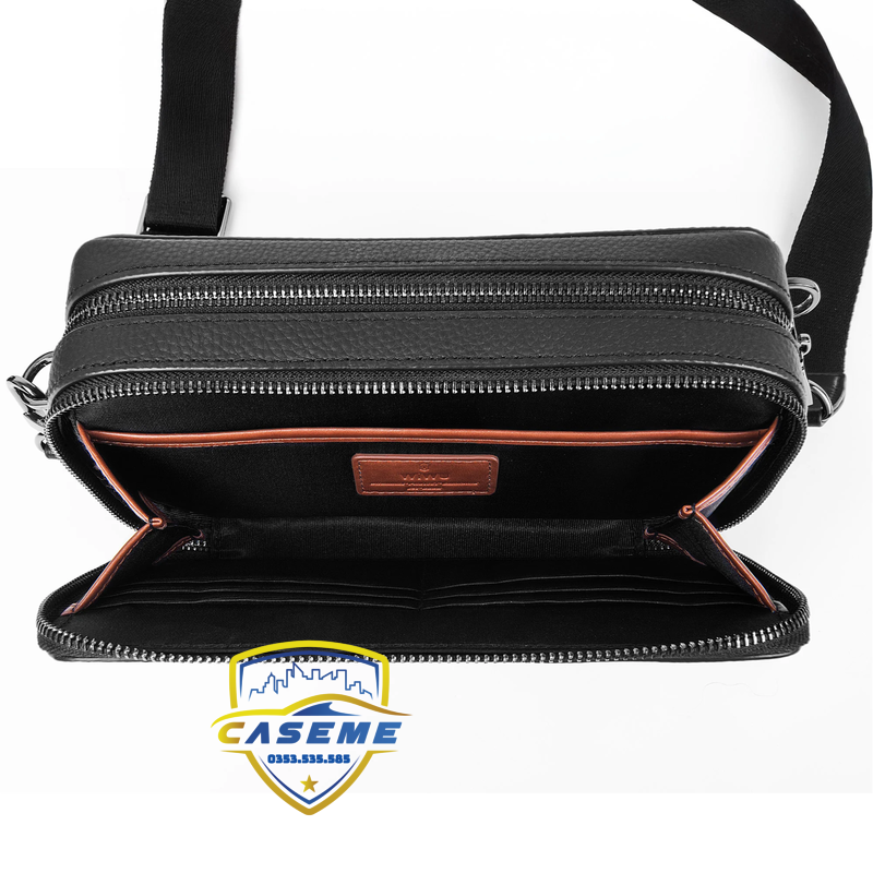 Túi đeo chéo nam WI WU Master da thật khóa vân tay thông minh - Hàng Chính Hãng