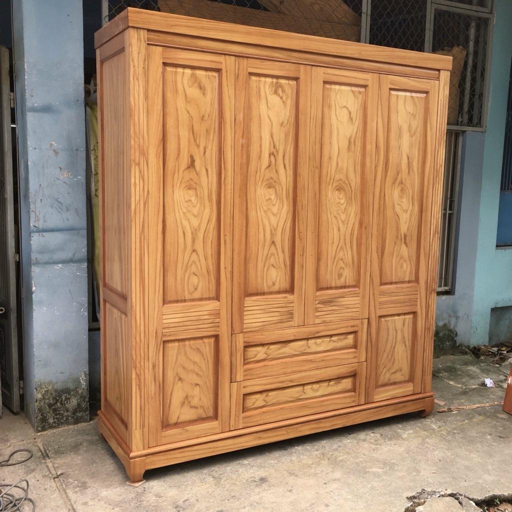 Tủ quần áo gỗ gõ 4 cánh