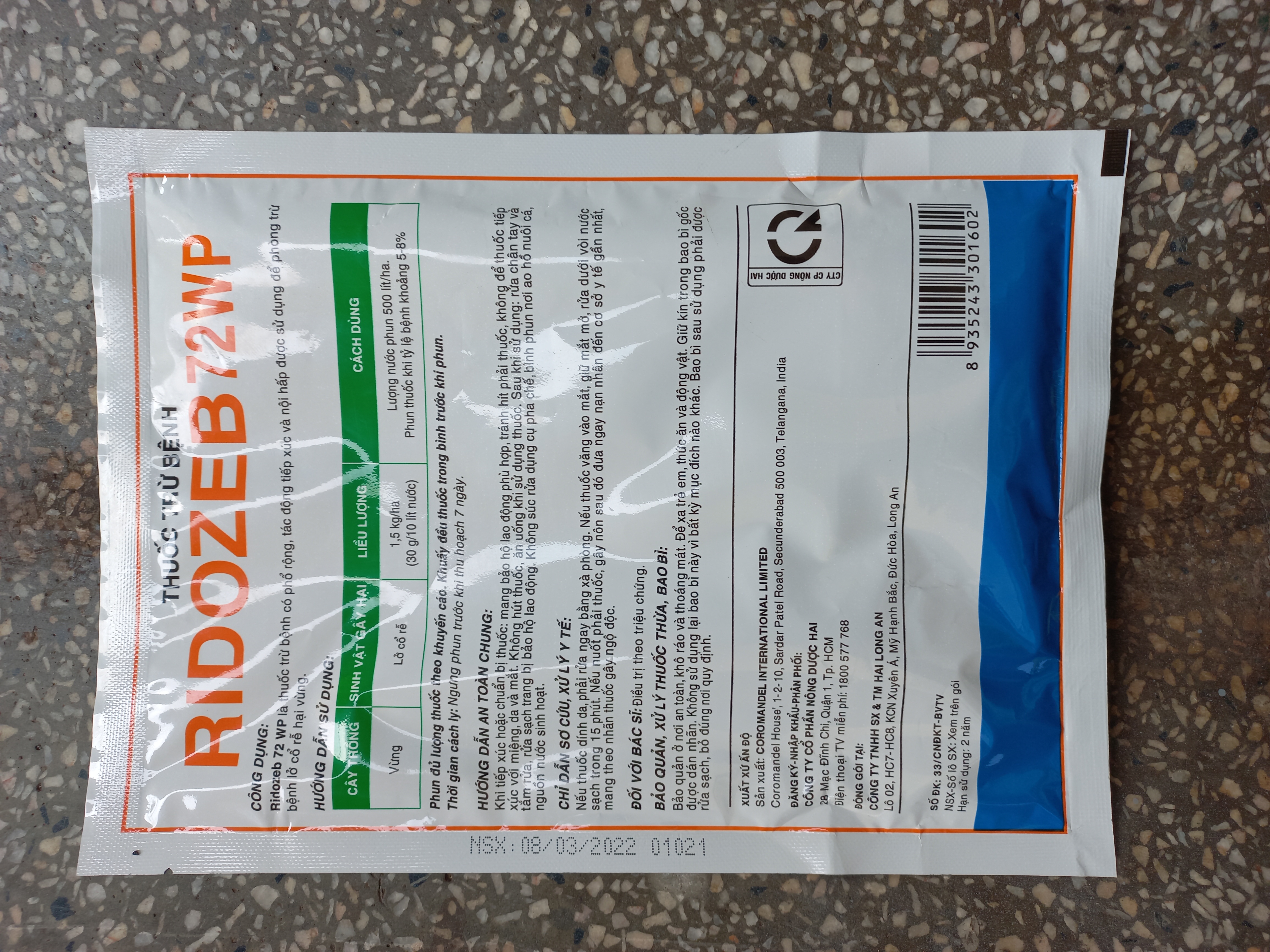 Chế phẩm trừ bệnh Ridozeb 72WP 100g