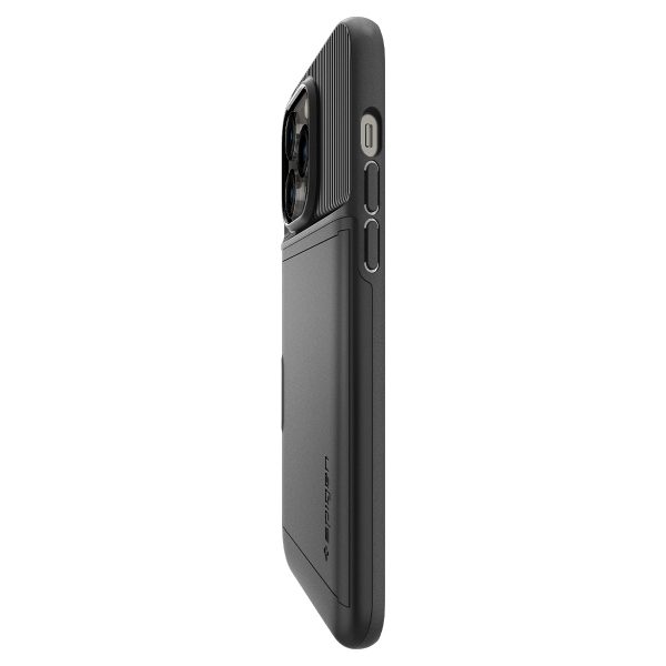 Ốp lưng Spigen Slim Armor CS Black cho iPhone 14 Pro Max - Thiết kế mỏng nhẹ, tích hợp ví, chống sốc, chống bẩn, viền camera cao - Hàng chính hãng