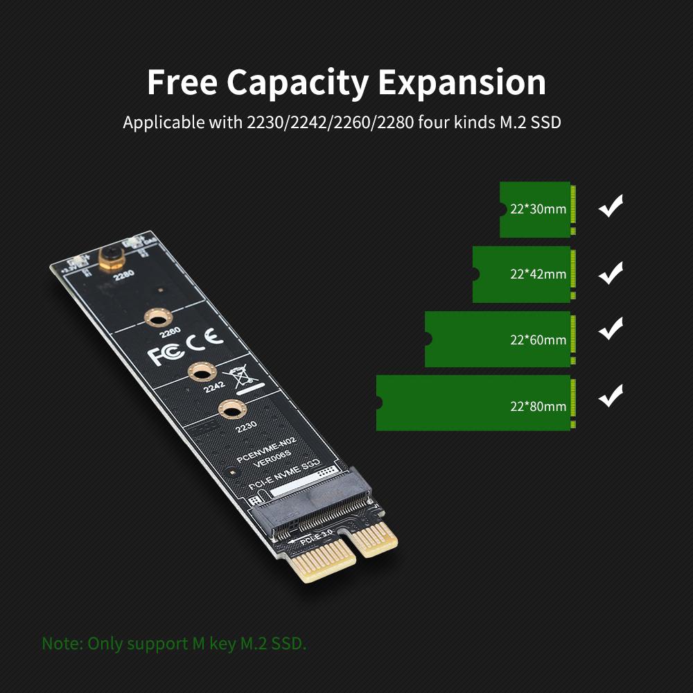 PCI-E to NVME M.2 Adapter Card SSD Card Reader Support 2230/2242/2260/2280