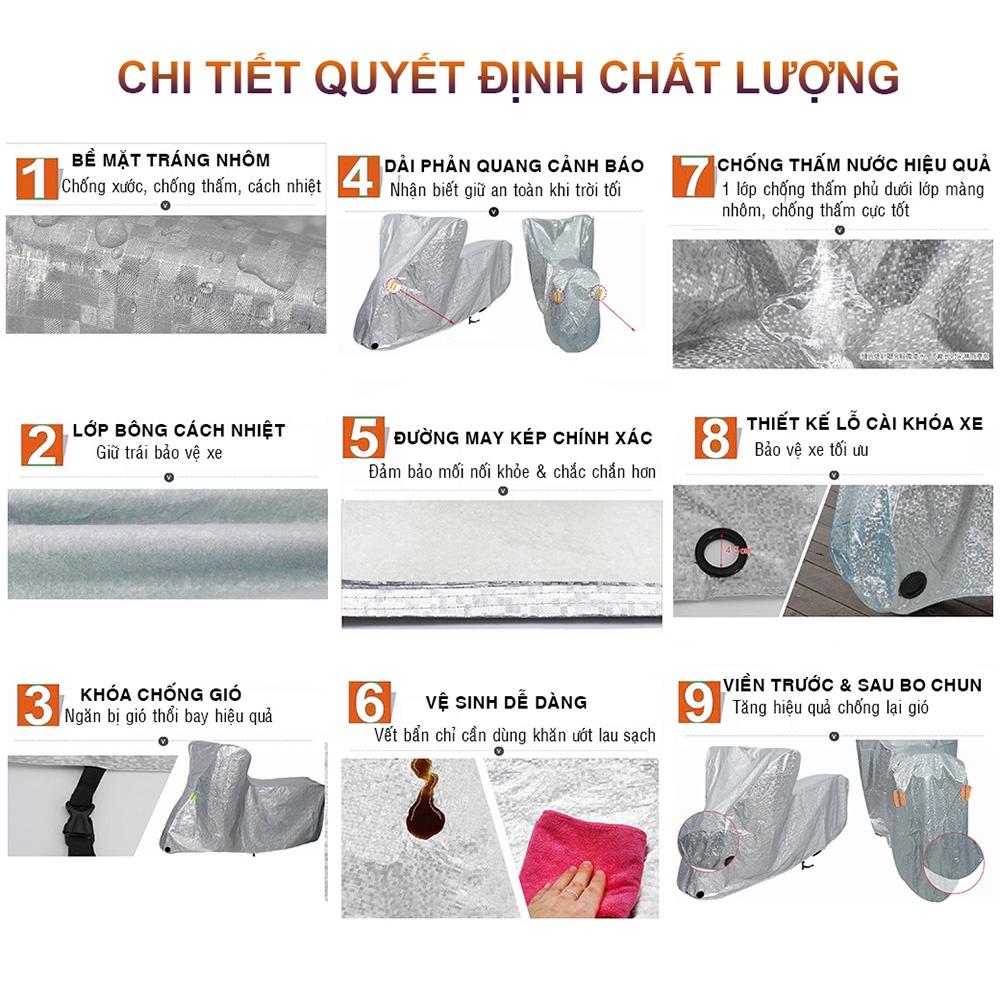 Bạt phủ áo trùm che xe máy loại dày xịn có phản quang cảnh báo OXM1 size to vừa được SH