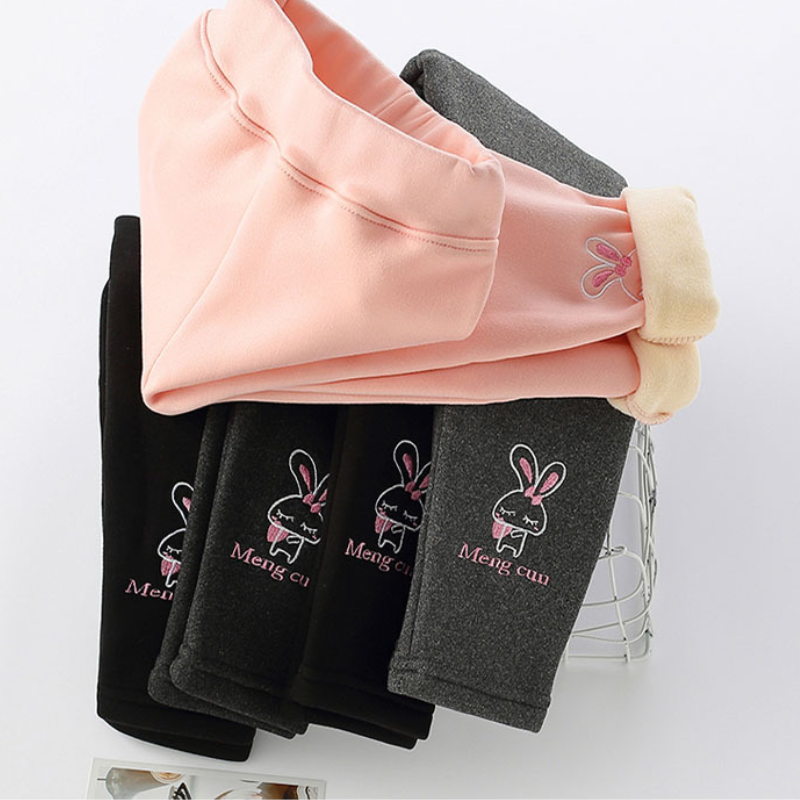 Quần legging bé gái, Quần dài bé gái chất nỉ cotton lót lông dày dặn không bị xù khi mặc size 12kg đến 30kg