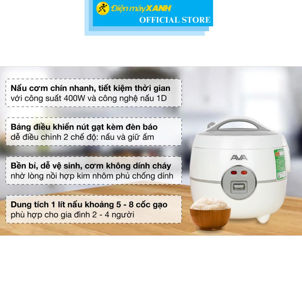 Nồi cơm nắp gài AVA 1 lít JRC-100P - Hàng Chính Hãng