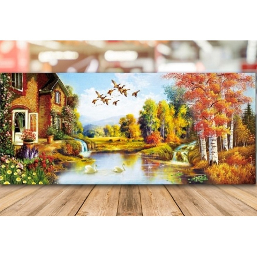 Tranh thêu chữ thập Gia đình hạnh phúc - chưa thêu
