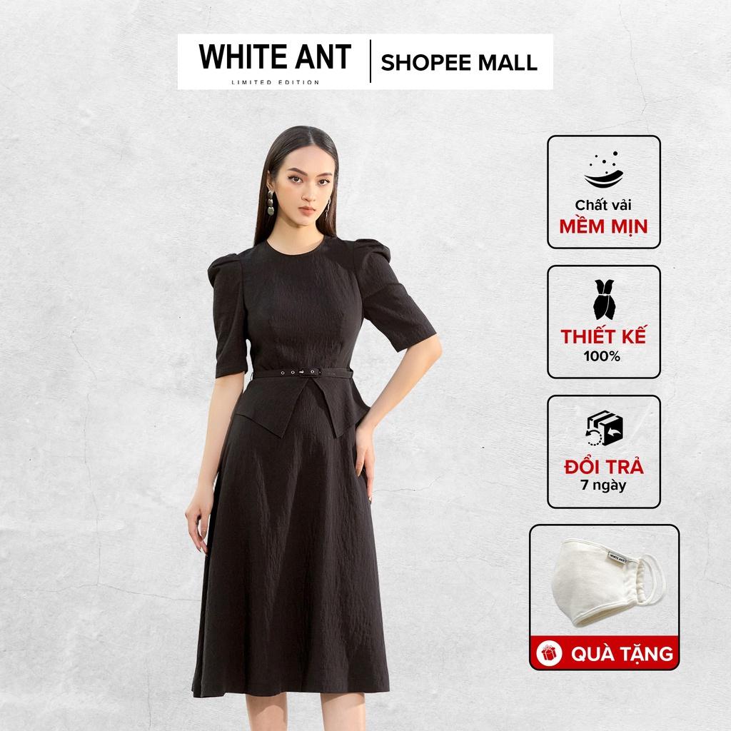 Đầm Xòe Tay Bồng WHITE ANT NOELLE ROUND NECK DRESS Thiết Kế Chiết Eo Tôn Dáng, Chất Liệu Linen Rayon Cao Cấp 120400156