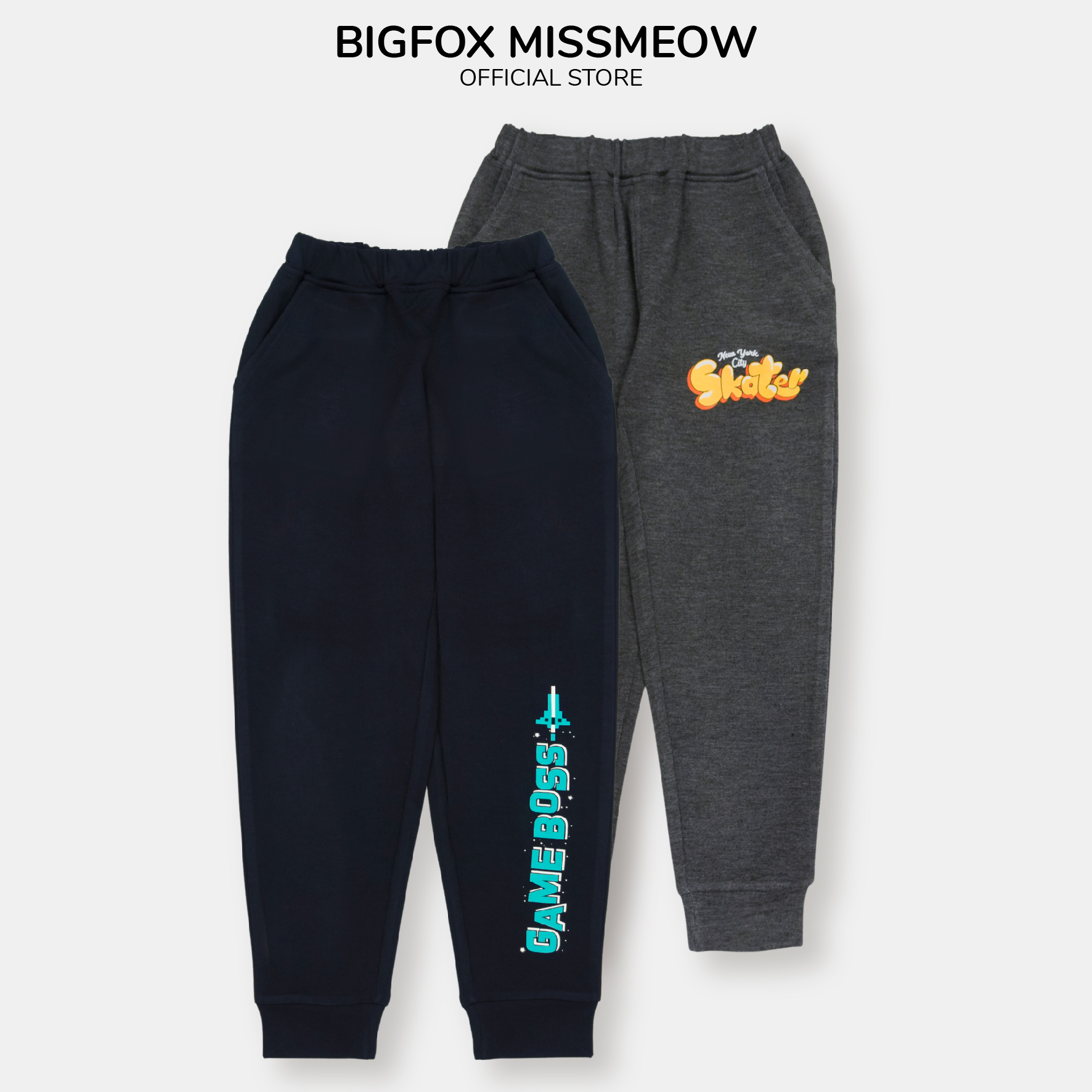 Quần nỉ bé trai thu đông Bigfox Miss Meow size đại, quần dài jogger bé trai có túi size trẻ em 3,4,..9,10,11 tuổi